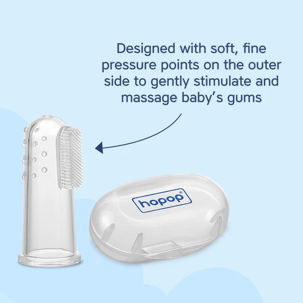 Hopop Silicone Baby Finger Toothbrush with Case (Pack of 2)
