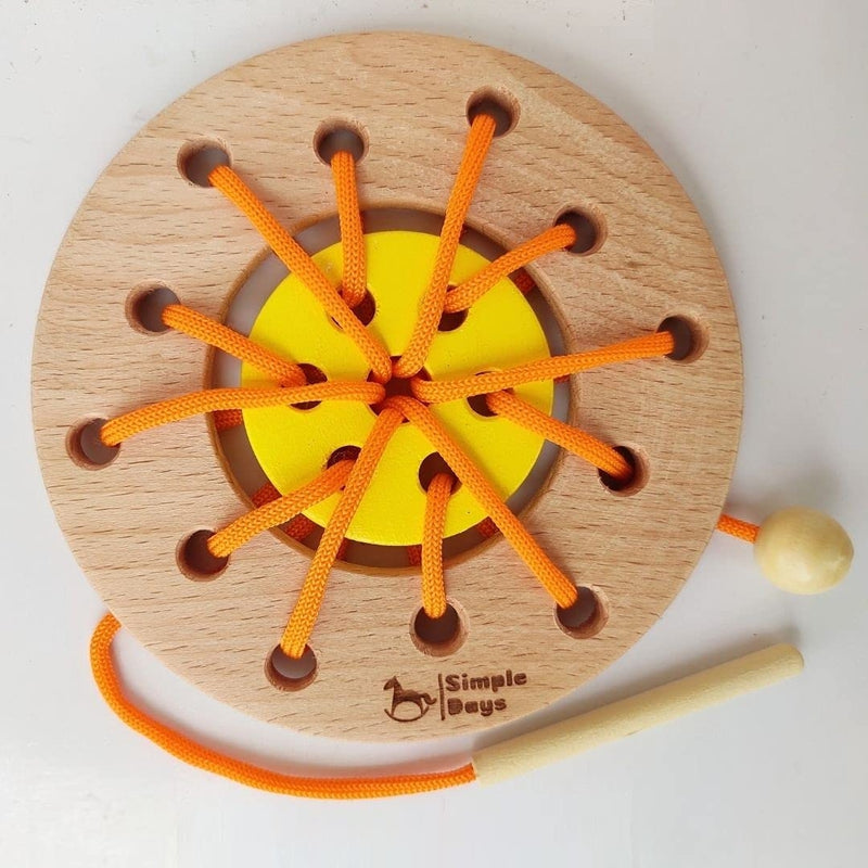 Wooden Lacing Ring Activity Toy