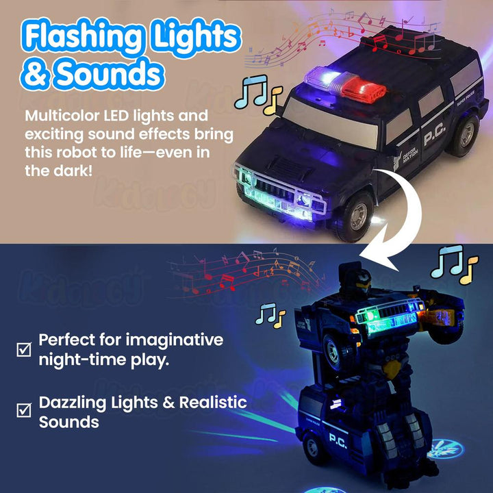 Kidology 2-in-1 Transforming Action Car with Flashing Lights & Sounds