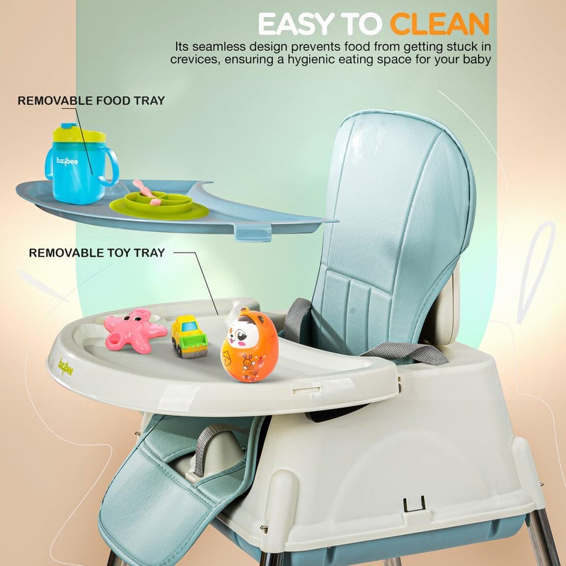 4 in 1 Baby High Chair for Kids with Adjustable Height & Footrest, Baby Feeding Chair Booster Seat for Toddlers with Tray & Belt