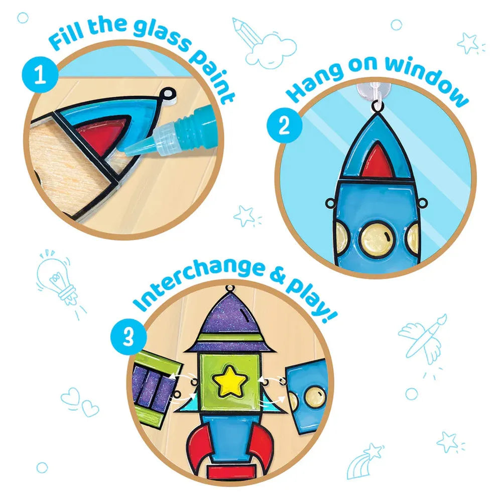 Imagimake Window Art Glass Painting | Rocket