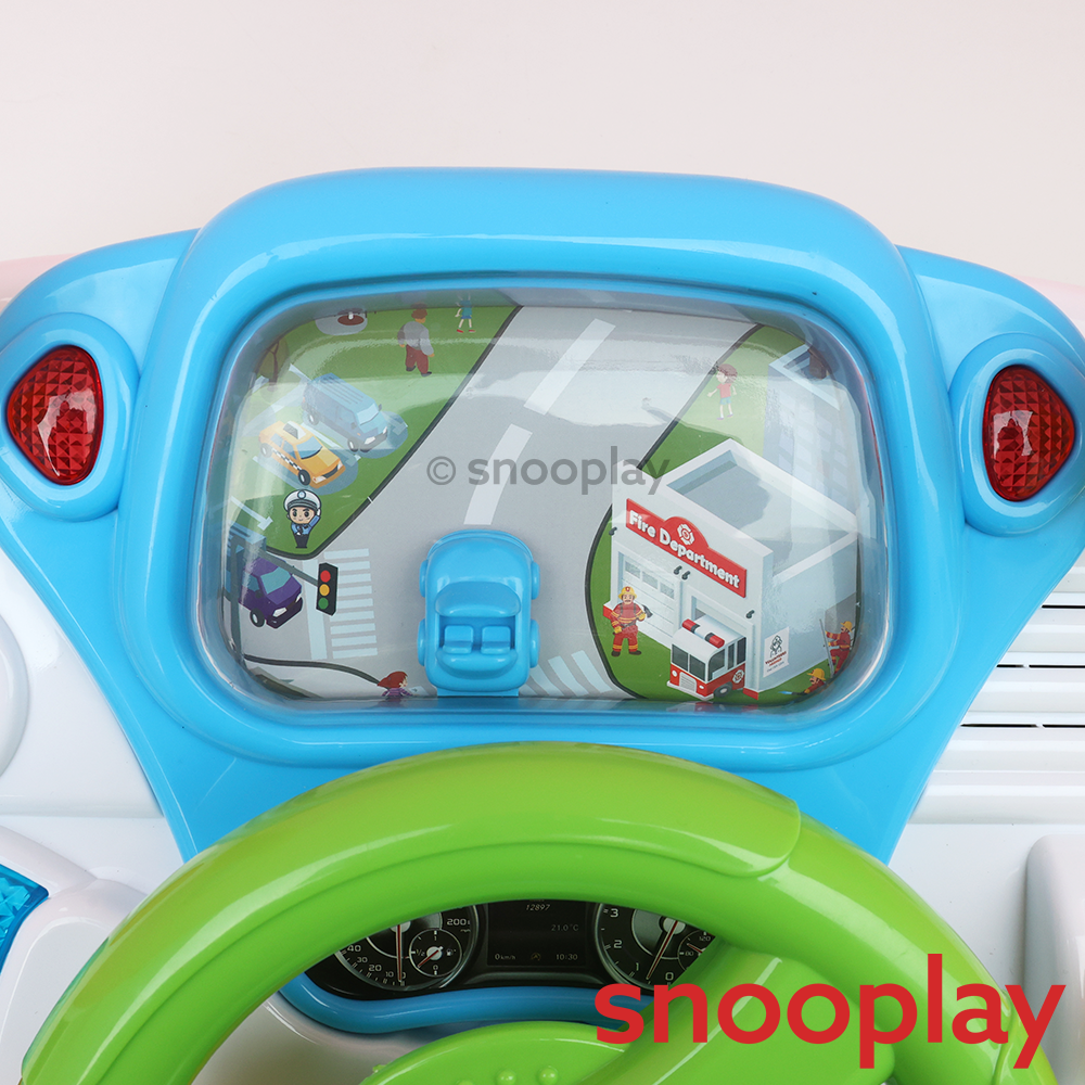 Tiny Racer Driving Simulation Toy with Steering Wheel, Mic, Lights & Sounds (3-8 Years)