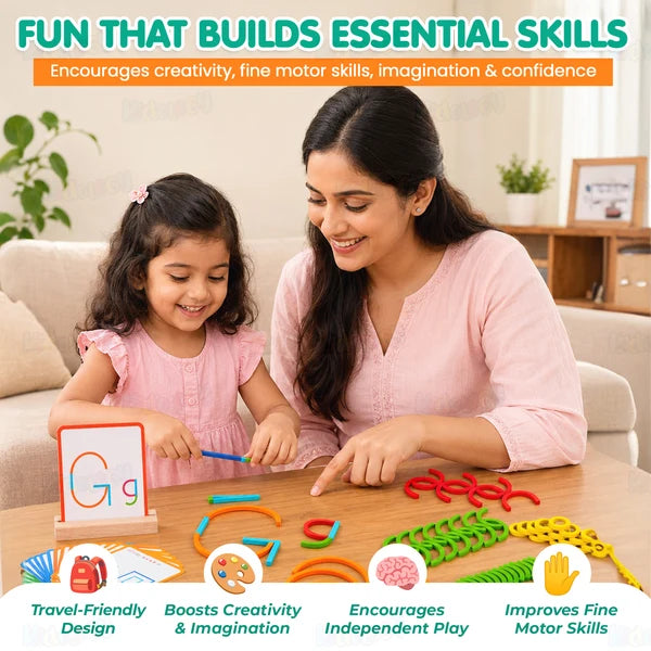 Kidology Creative Sticks & Rings Matching Puzzle Toys