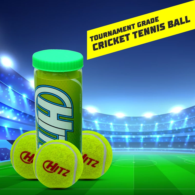 Hitz Cricket Tennis Ball (3 Pieces Jar) - Assorted Colours