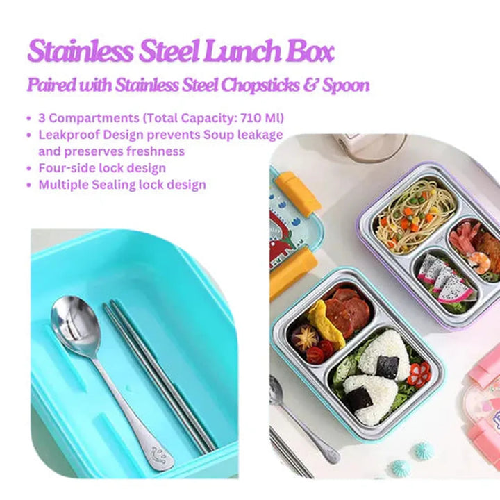 CuddleNest Astronaut Printed Bento Lunch Box - 710ml | 3 Compartments