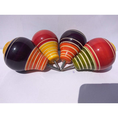 Wooden Spinning Tops (Lattoo/Bambaram/Buguri/Bongaram) with String - Assorted Colours