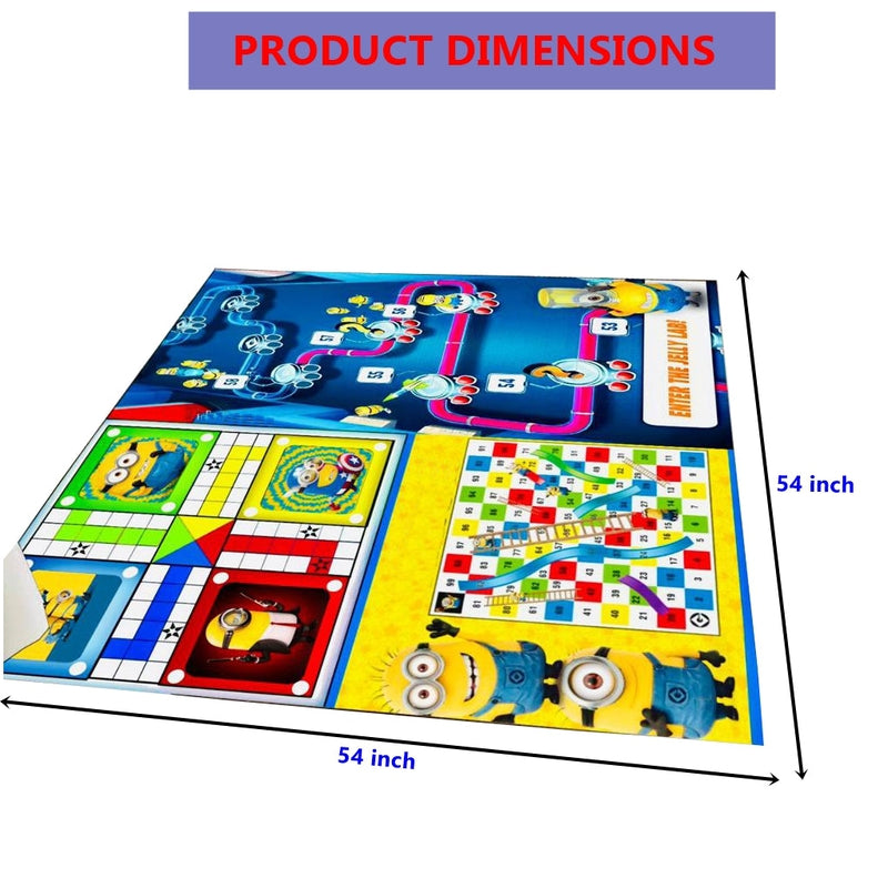 Minions Printed Jumbo 3 in 1 Ludo, Snake & Ladder With Road Trip Game with Dice & Tokens