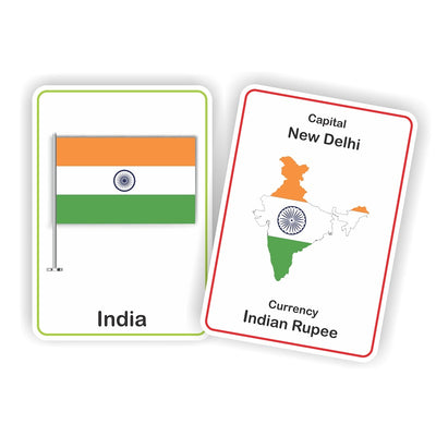 Country Flags Flash Cards for Kids - 32 Cards