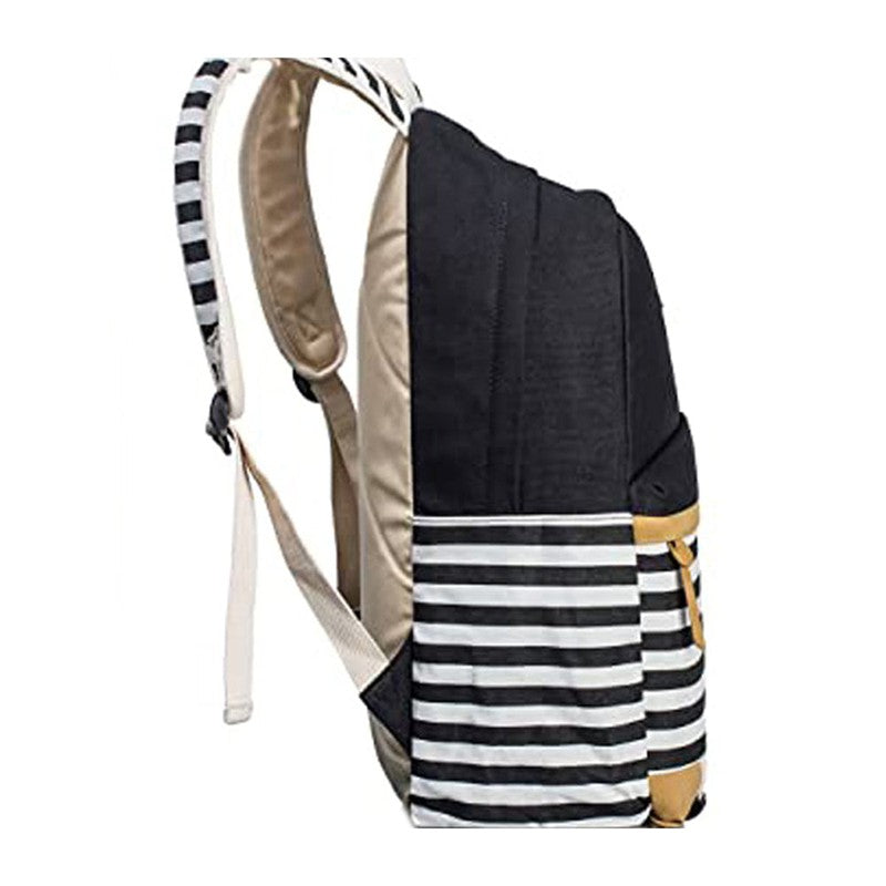 Black Stripes Matching Backpack with Lunch Bag & Stationery Pouch