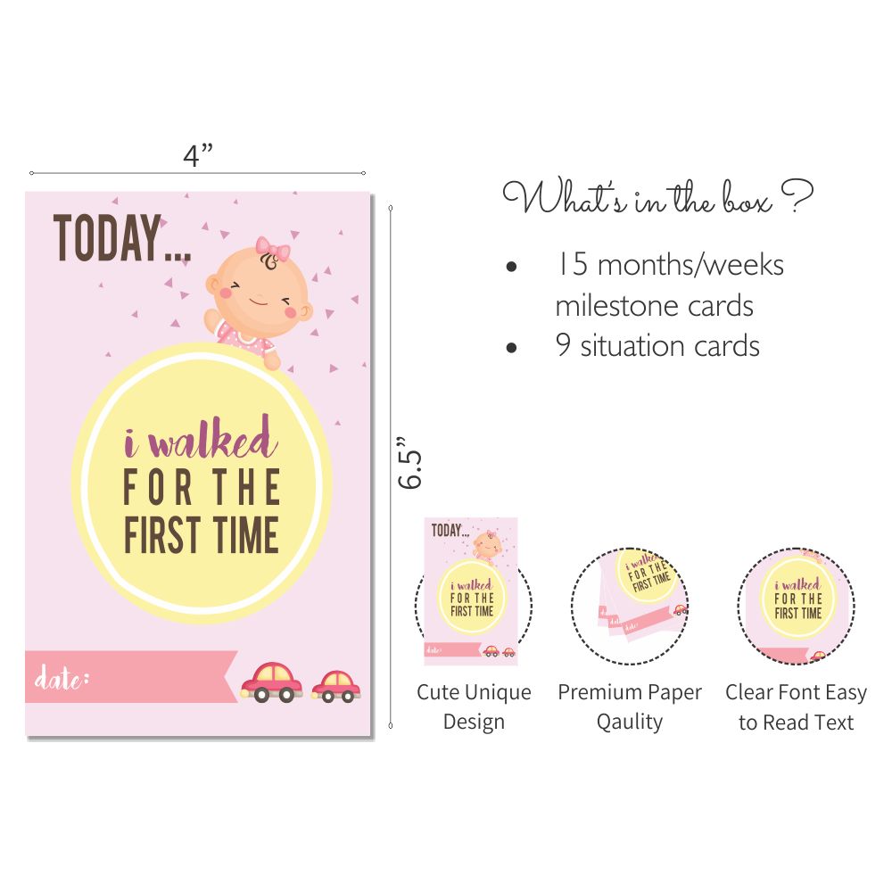 Baby Girl Milestone Cards- Pack of 24