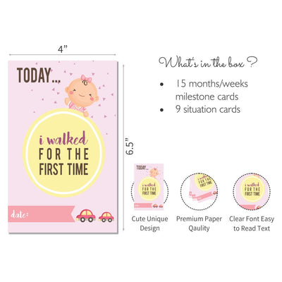 Baby Girl Milestone Cards- Pack of 24