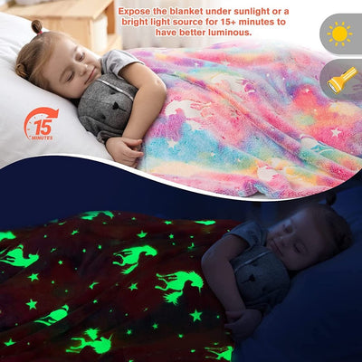 Unicorn Glow in Dark Blanket (Pink)