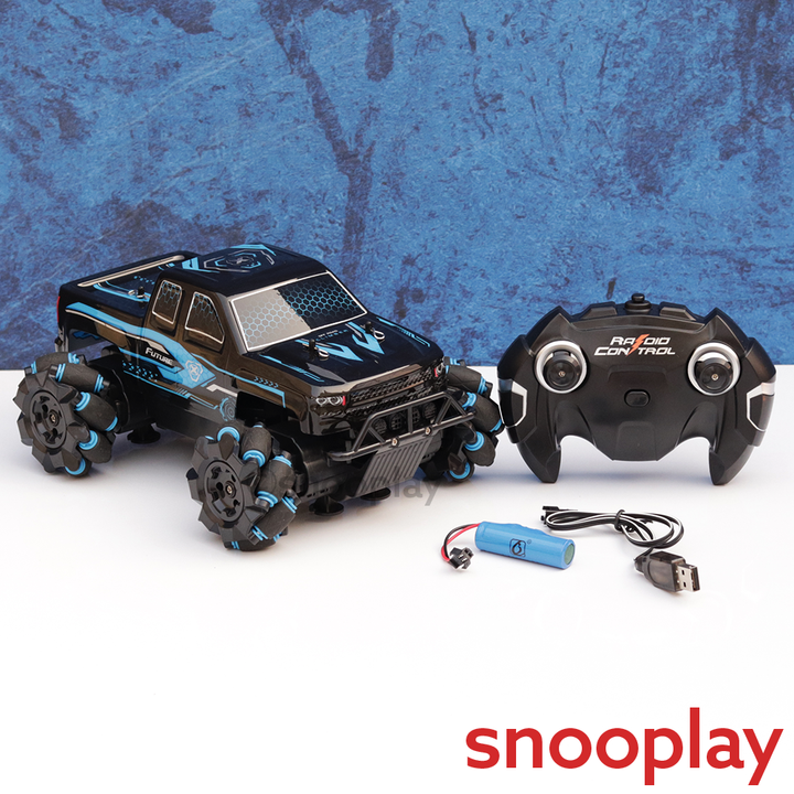 Tornado 360 Degree Turning Remote Control Car with USB Cable & 3D Light | 1:15 Scale Model (6-10 Years)
