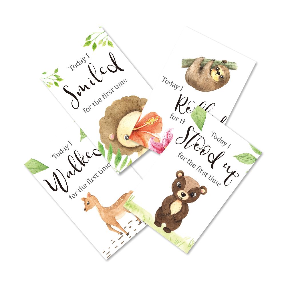 Jungle Safari Theme Baby Milestone Cards- Pack of 32