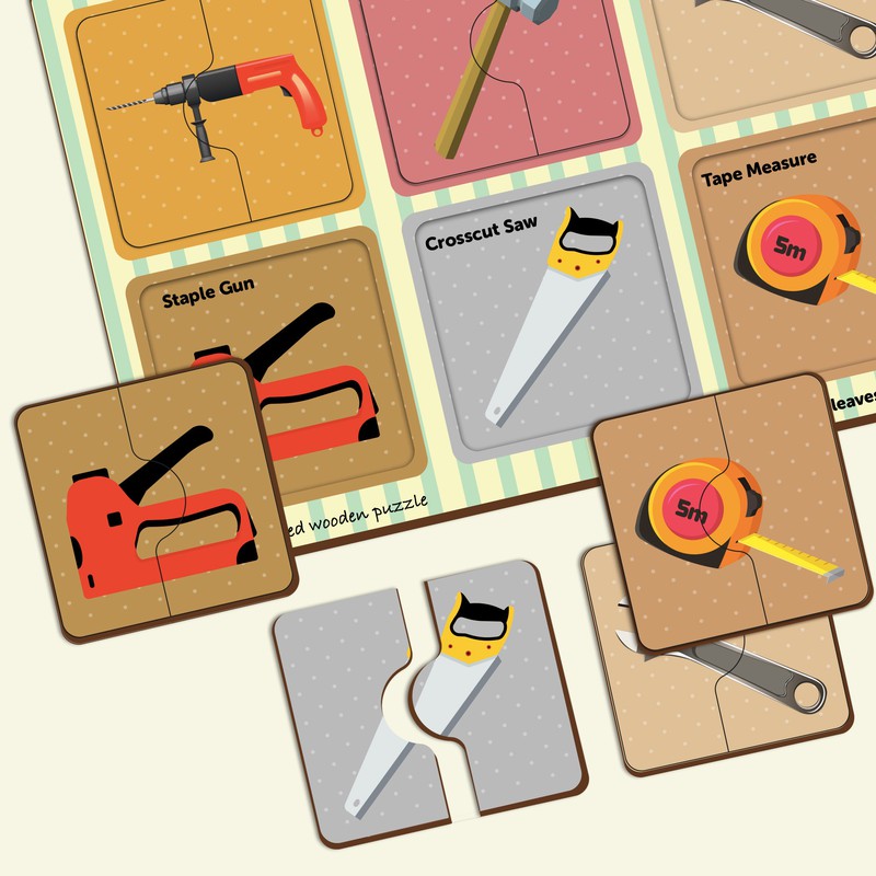 2 Piece Of Construction tools  Puzzle (Set of 6)