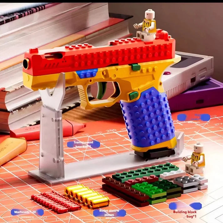 Kidology Building Block Shell-Ejecting Soft Bullet Toy Blaster | Pretend Play Toy