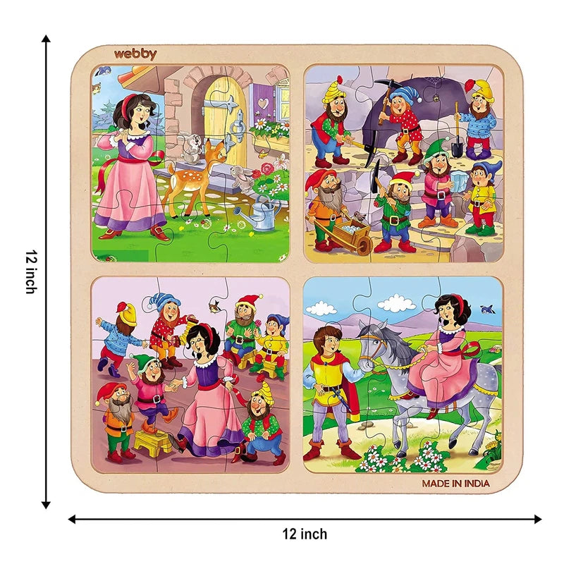 4 In 1 Wooden Snow White Puzzle Toy, 36 Pcs