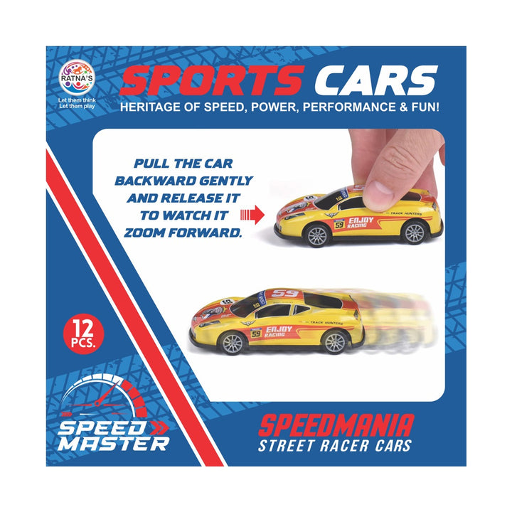 Ratna's Pack of 12 Pull Back Miniature Sports Cars Speed Master
