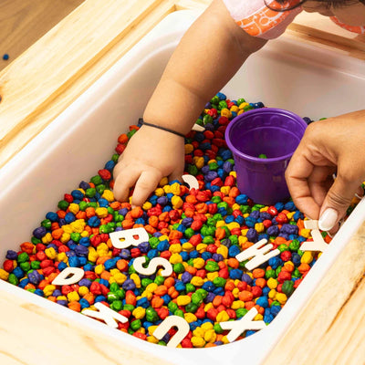 Sensory Rainbow Chickpeas Jar | Chickpeas in 6 Rainbow Colours (600 gms) | Sensory Filler with Scooper | 2 to 4 years