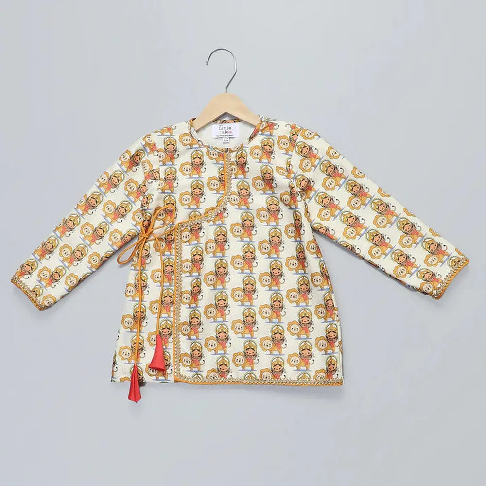 The Little Tales Durgaji Printed Kurta Payjama Set