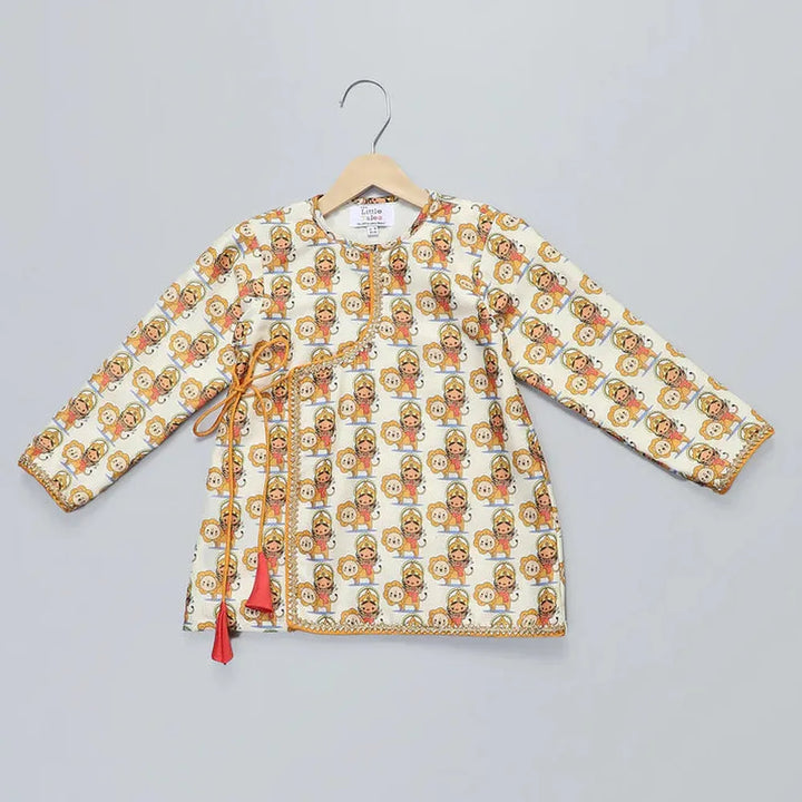 The Little Tales Durgaji Printed Kurta Payjama Set