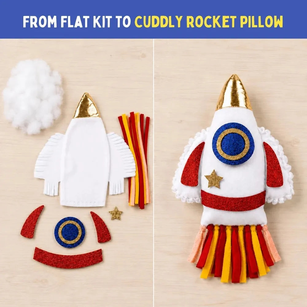 PepPlay Make Your Rocket Pillow | No-Sew DIY Craft Fun | 38 Pieces Set