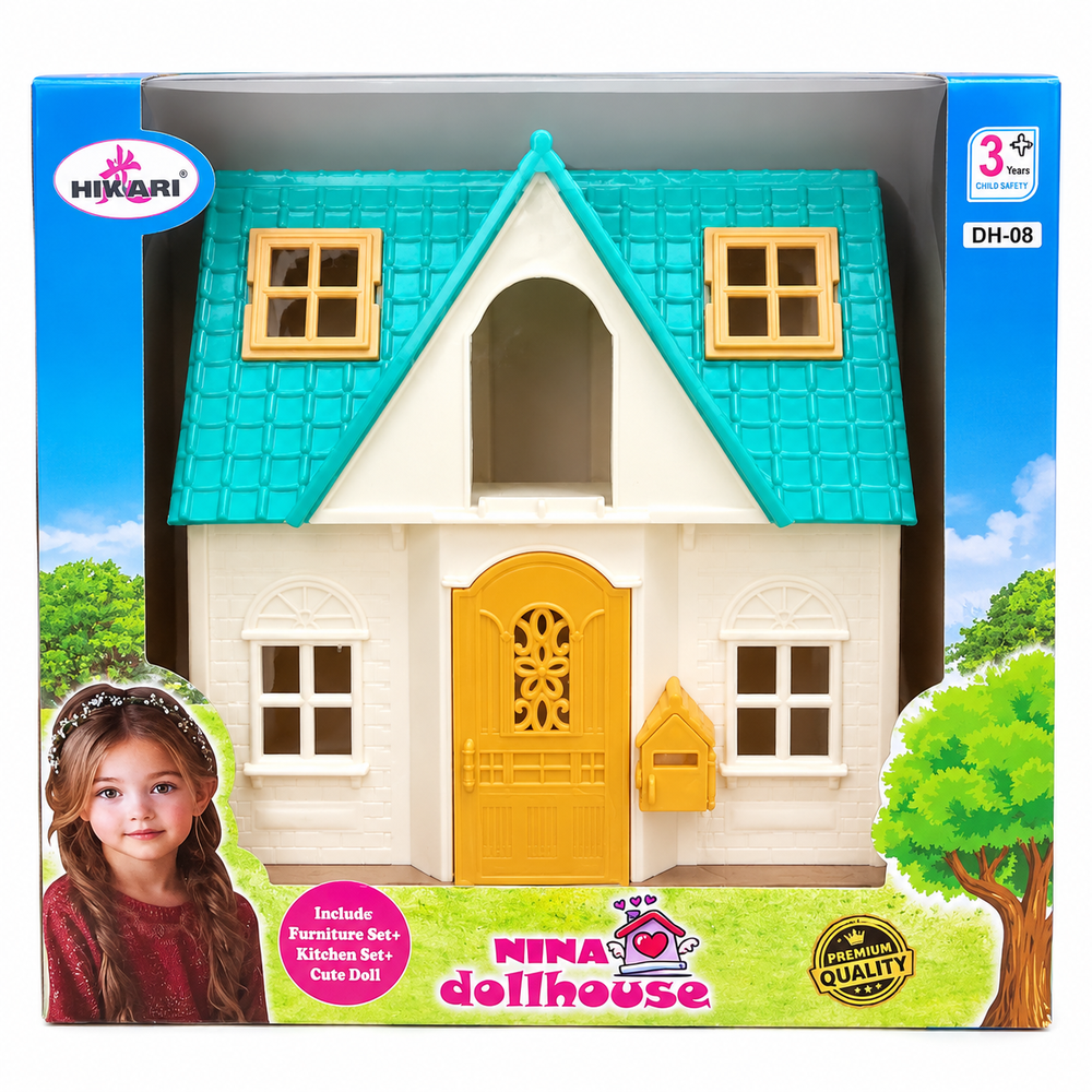 Hikari Nina Dollhouse | 2-Storey Pretend Play Doll House for Kids