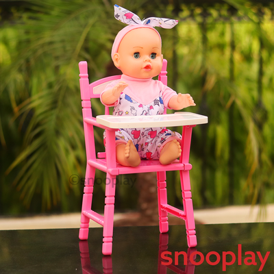 3 in 1 Interactive Baby Doll with High Chair, Cot & Stroller Play Set (Assorted Colors)