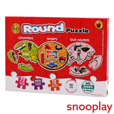 3 in 1 Round Puzzle - 72 PCS