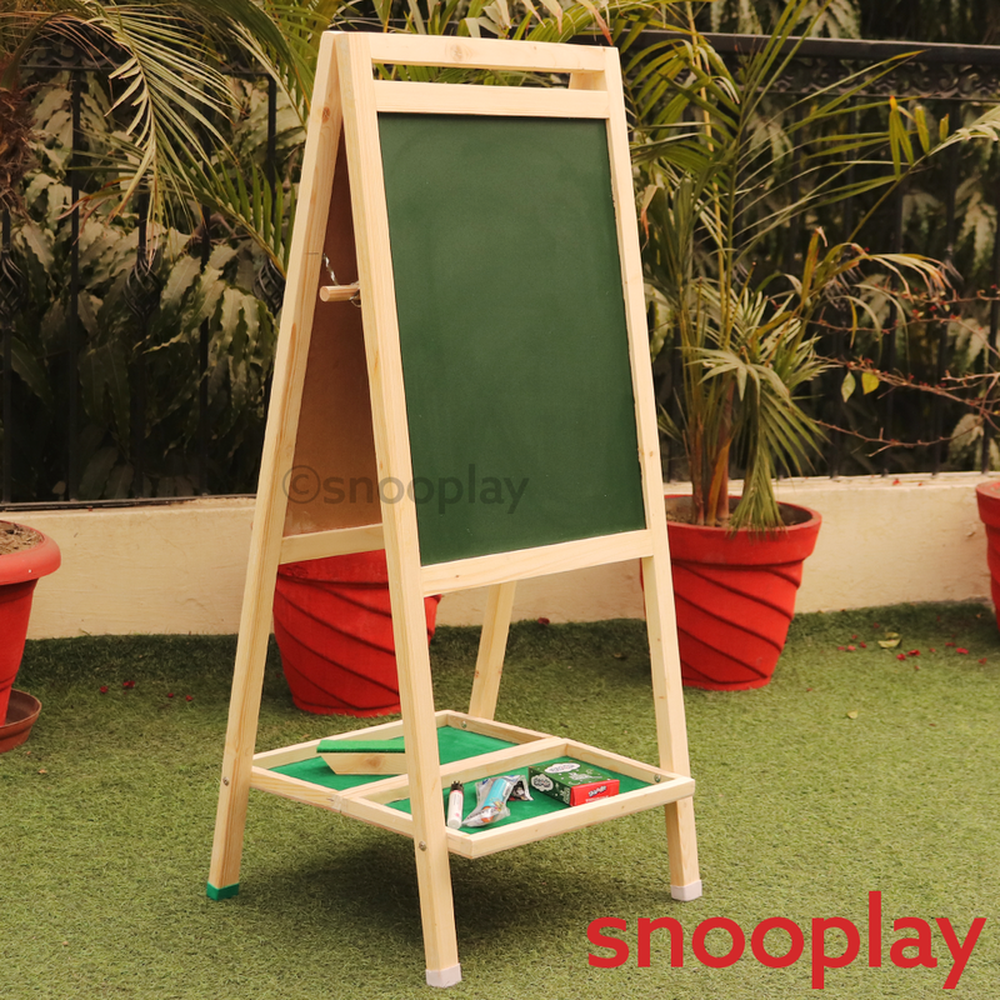 Simarr 3 in 1 Standing Blackboard cum Whiteboard with Art Paper Roll- 97 cm Height (5-10 Years)