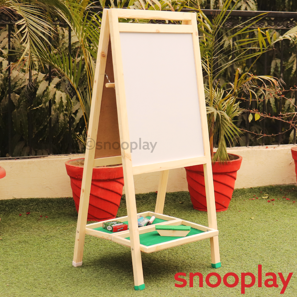 Simarr 3 in 1 Standing Blackboard cum Whiteboard with Art Paper Roll- 97 cm Height (5-10 Years)