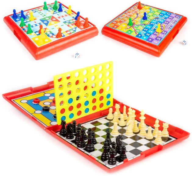 Ratna's Classic Games: 5-in-1 – Multi-Game Board Game Set