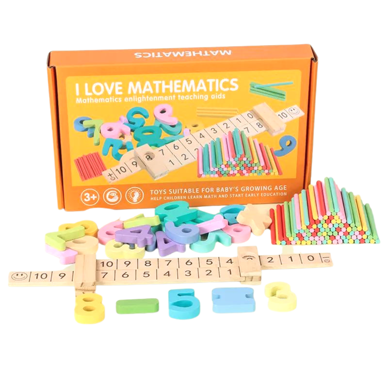 I Love Mathematics Learning Kit 2 | Math Skill Booster Puzzle Game| Learning Wooden Number & Ruler | Early Educational STEM Toy for Children Kids Boys Girls Toddlers