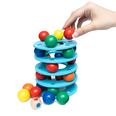 Rainbow Balls Tower | Wooden Balancing Stacking Tumbling Fun Party Game Toy | For Kids and Adults (Multicolor)