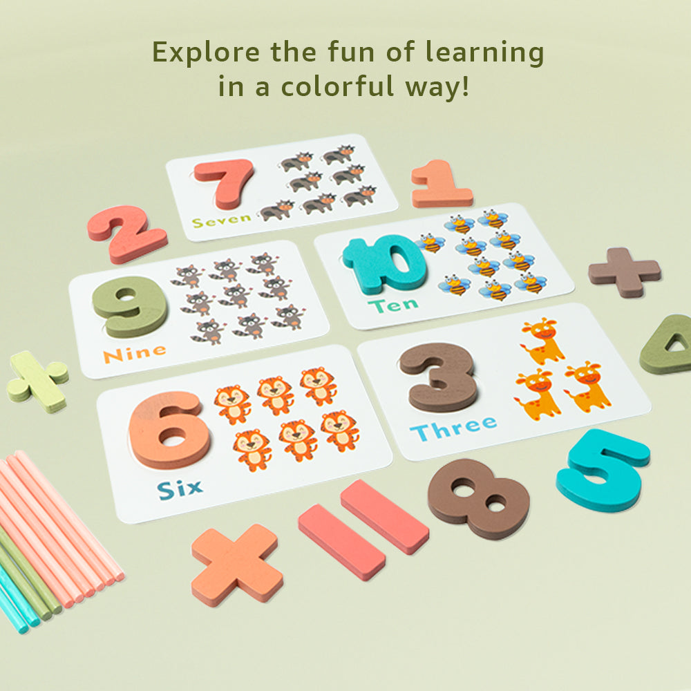 Maths Learning Kit | Learn Math & Counting with Flashcards and Numbers | Wooden Arithmetic Interactive Educational Fun Activity Kit for Kids Ages 3 and Up (Multicolor)