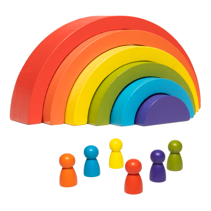 Wooden Rainbow Stacker (Mini) | Stacking & Nesting game| Creative Color Shape Matching Preschool Activity Toy for Kids Children Boys Girls