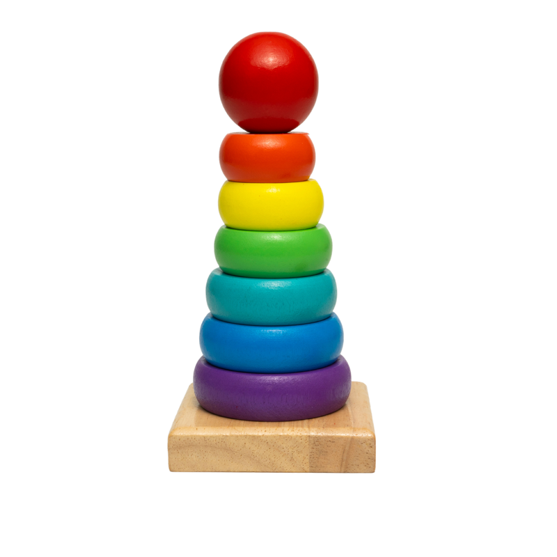 Wooden Rings Stacking Tower | 7 Rings Multicolor Stacking Puzzle Toy for Kids & Children | Early Educational & Development Learning Game