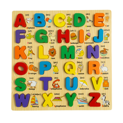 Alphabet Learning Board (Wooden) | Wooden Letter Matching Puzzle | Early Learning Toy for Kids Boys Girls 3 Years Old & Up | Preschool Educational Game