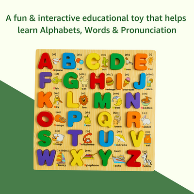 Alphabet Learning Board (Wooden) | Wooden Letter Matching Puzzle | Early Learning Toy for Kids Boys Girls 3 Years Old & Up | Preschool Educational Game