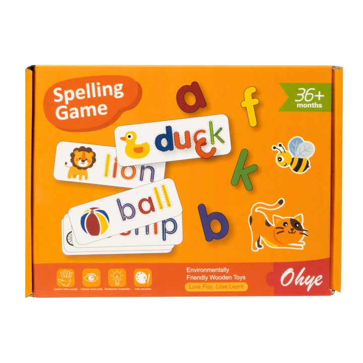 Spelling Game | Learn to Spell with Wooden Alphabet Blocks and Flash Cards | Early Educational Preschool Interactive Learning Activity Game Toy for Kids Children Boys & Girls