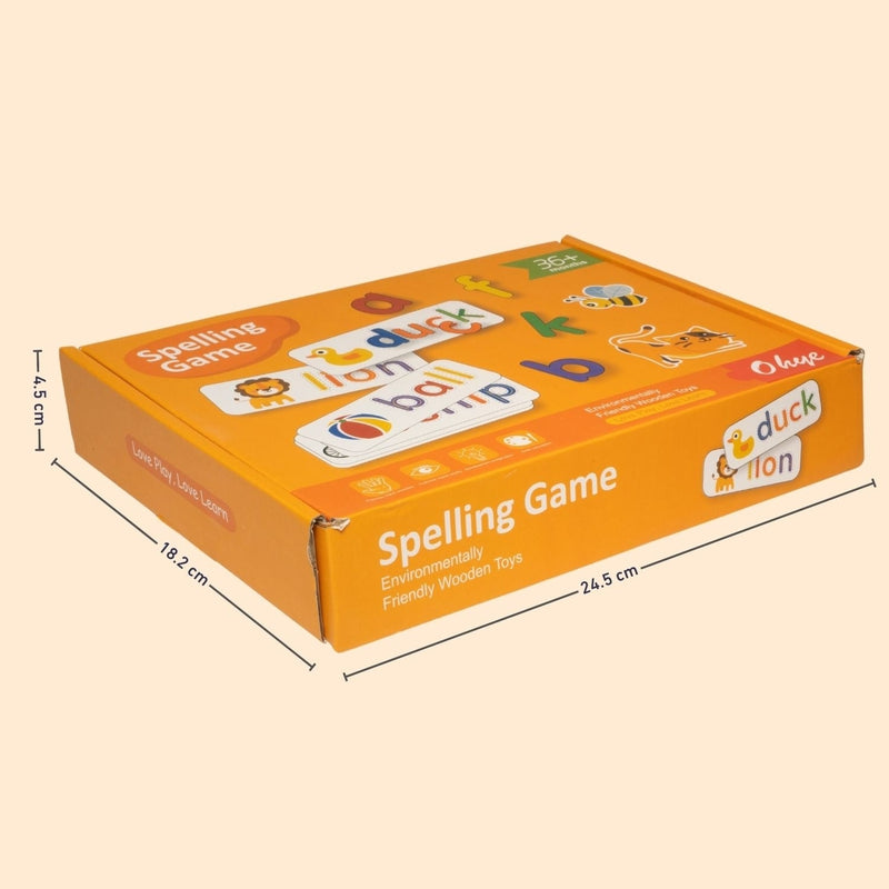 Spelling Game | Learn to Spell with Wooden Alphabet Blocks and Flash Cards | Early Educational Preschool Interactive Learning Activity Game Toy for Kids Children Boys & Girls