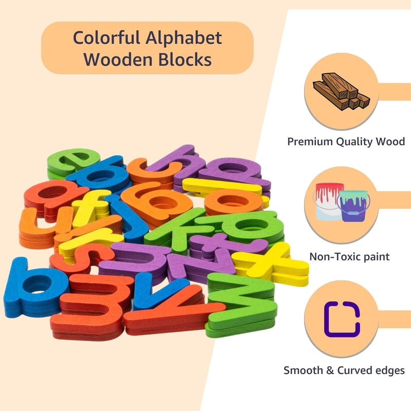 Spelling Game | Learn to Spell with Wooden Alphabet Blocks and Flash Cards | Early Educational Preschool Interactive Learning Activity Game Toy for Kids Children Boys & Girls