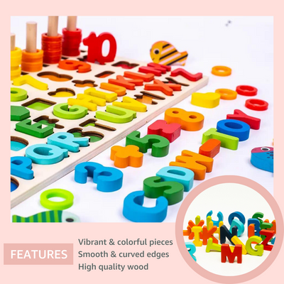 6-in-1 Multifunctional Learning Board Puzzle | Wooden Board Game Kit | STEM Multiplayer Table game for Kids Children Boys Girls