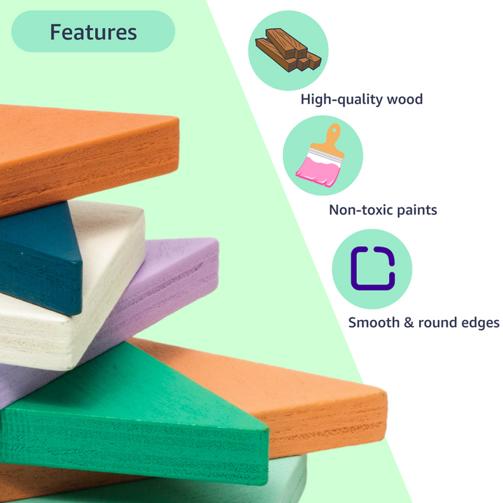 5-in-1 Wooden Puzzle Board | Brain Booster Interactive Toy Game for Children | Promotes Creativity, Fine Motor Skill & Shape Recognition | Colorful Wooden Jigsaw Tangram Puzzles for Kids Boys Girls