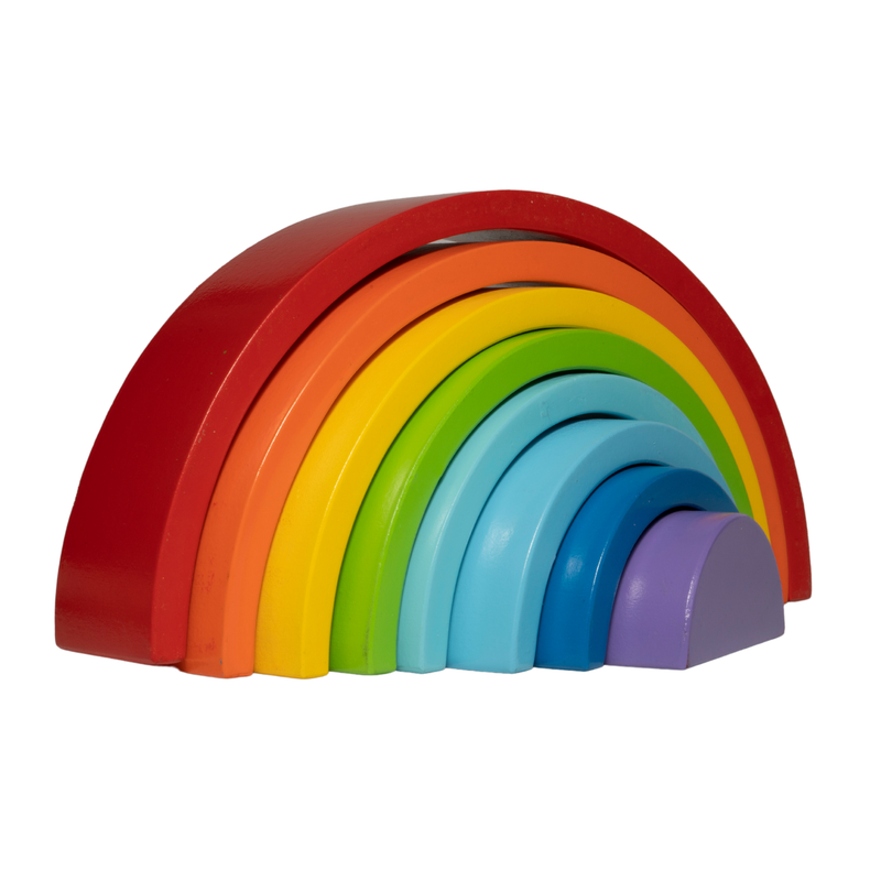 Wooden Rainbow Stacker | Stacking & Nesting Game | Creative Color Shape Matching Preschool Activity for Children Kids Boys Girls