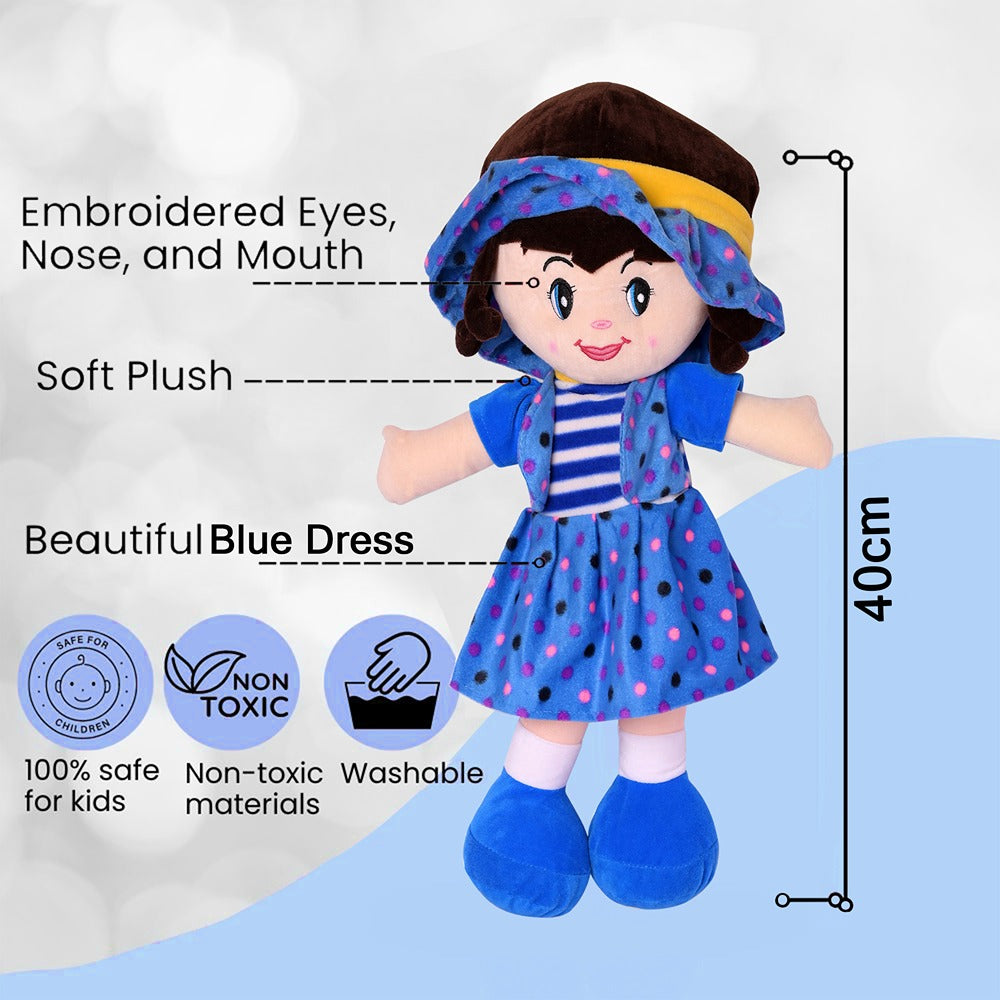 Blue Super Soft Stuffed Huggable Girl Winky Doll | Washable - Height 40 cm