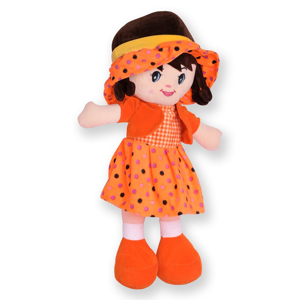 Orange Super Soft Stuffed Huggable Girl Winky Doll | Washable - Height 40 cm