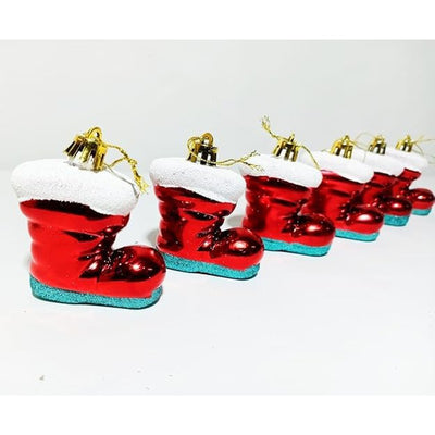 Set of 6 Santa Hanging Boots for Tree Decoration