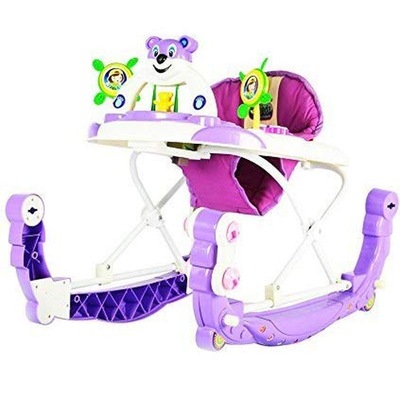 Baby Musical Rocker Cum Walker - Foldable & Height Adjustable (Purple & White)