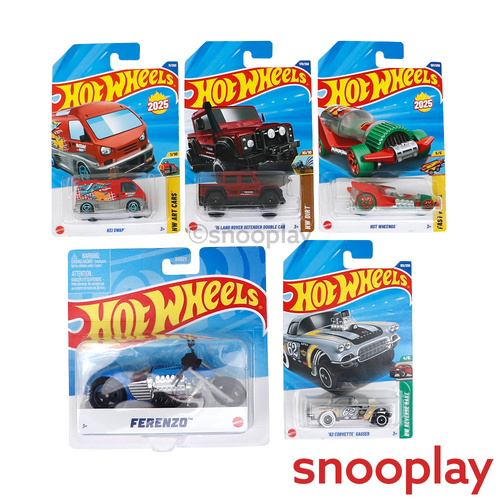 Set of 5 Hot wheels [HW 416] - Kei Swap, '15 Land Rover Defender Double Cab, '62 Corvette Gasser, Hot Wheengs, Ferenzo